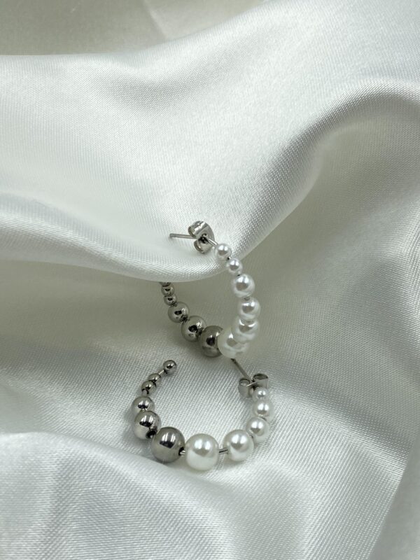 Half Pearl Hoops - Image 2