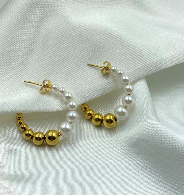 Half Pearl Hoops - Image 3