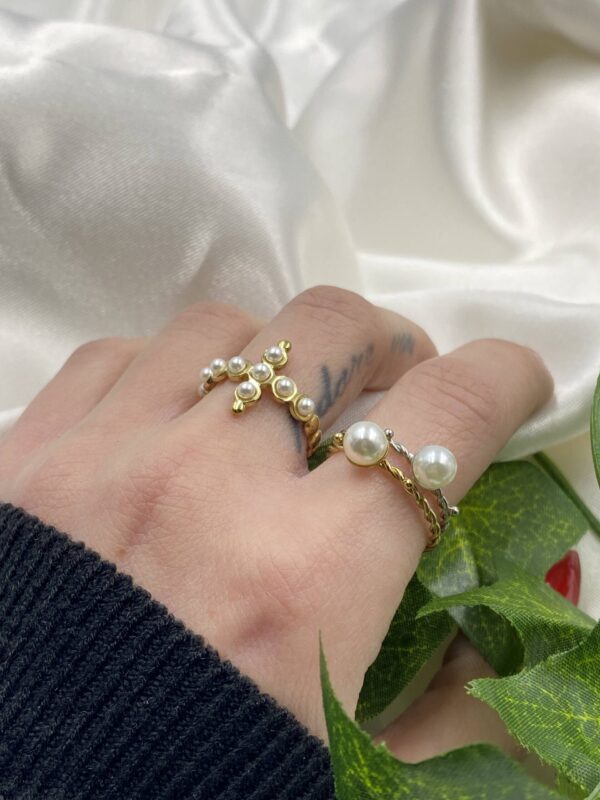 Pearl Cross Ring - Image 4