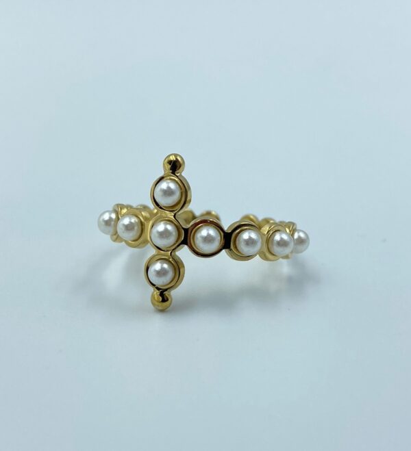 Pearl Cross Ring - Image 2