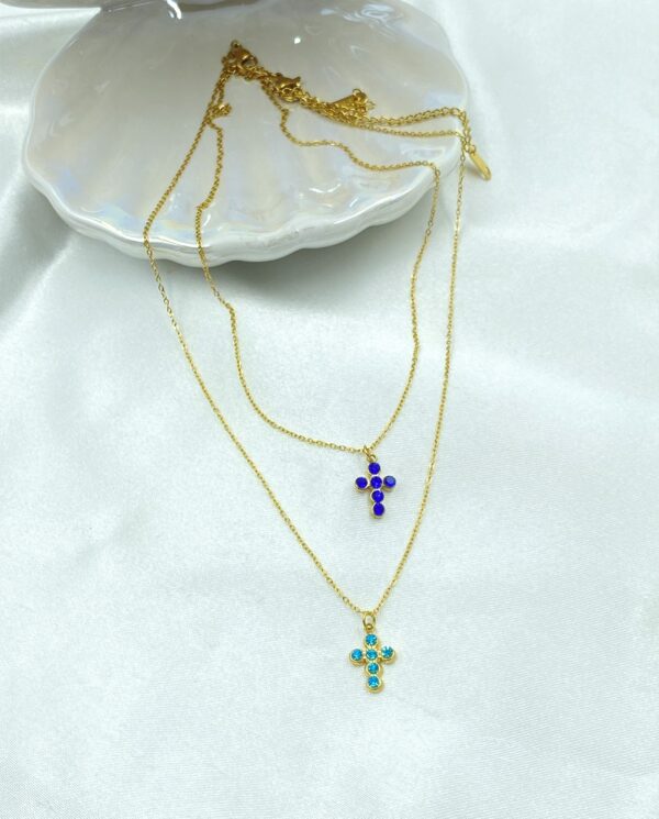 Crystal Blue Cross Necklace