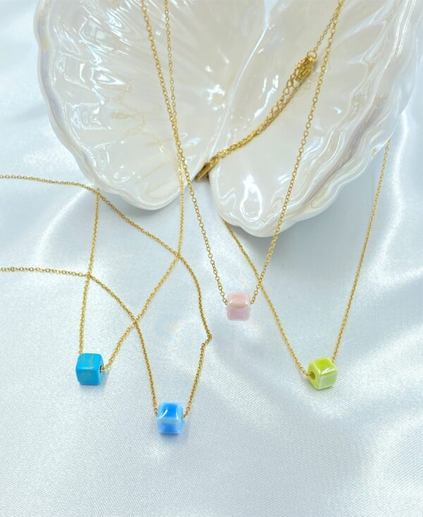 Little Ocean Cube Gold Necklace