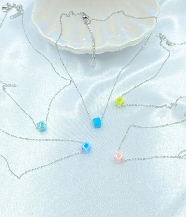 Little Ocean Cube Silver Necklace