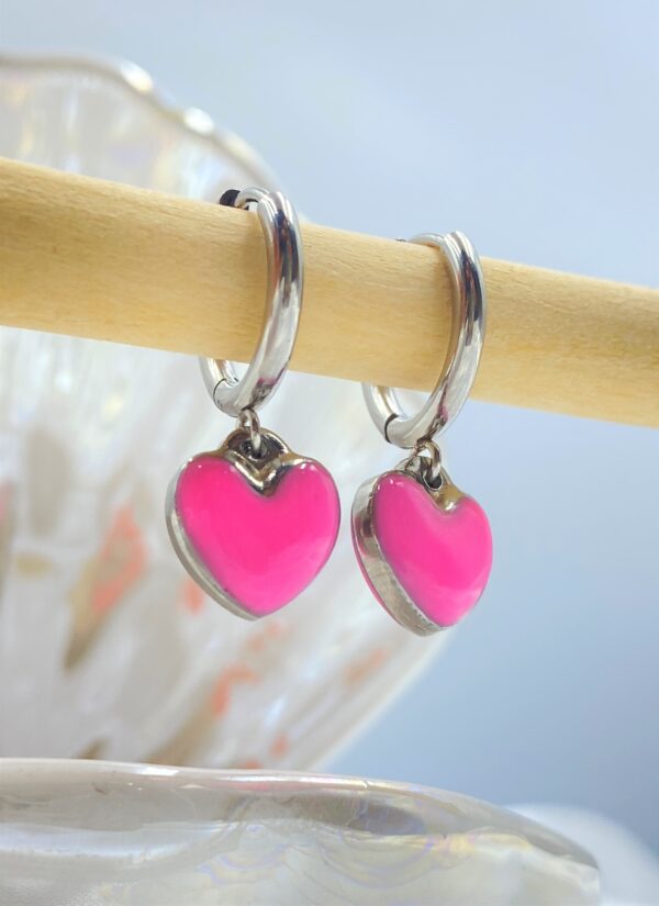 Pink Candy Heart Earrings - Image 2