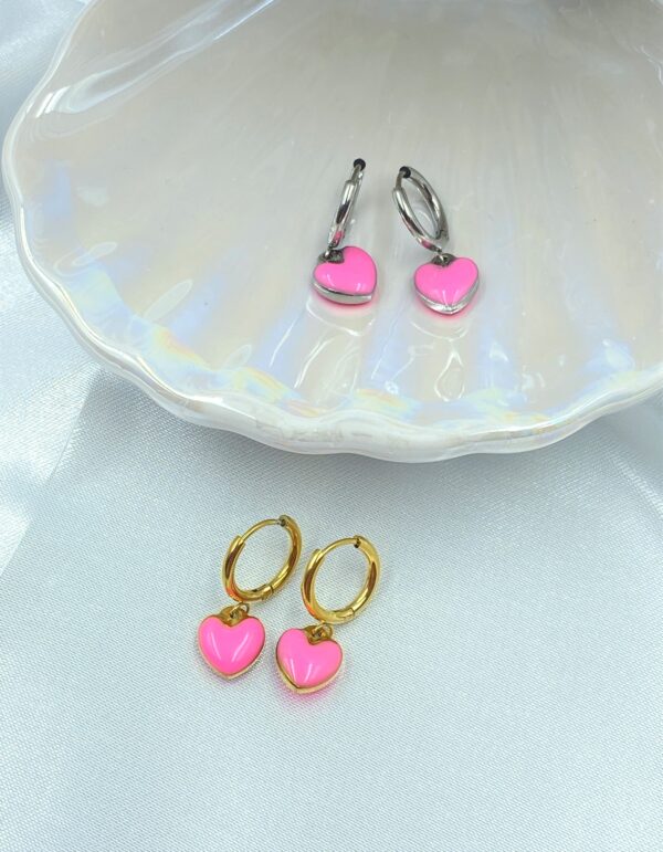 Pink Candy Heart Earrings