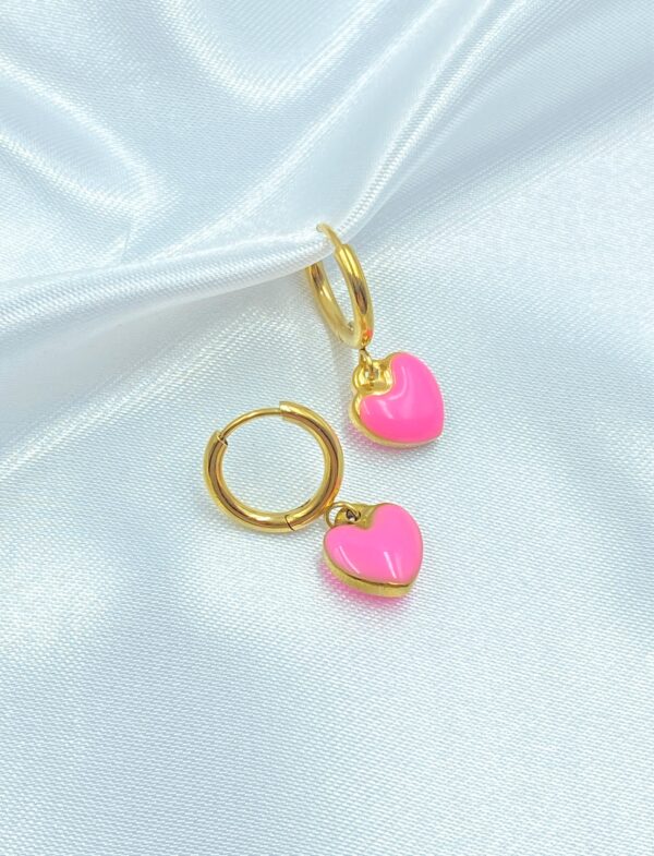 Pink Candy Heart Earrings - Image 3