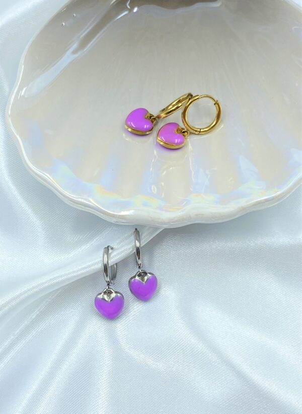 Purple Candy Heart Earrings