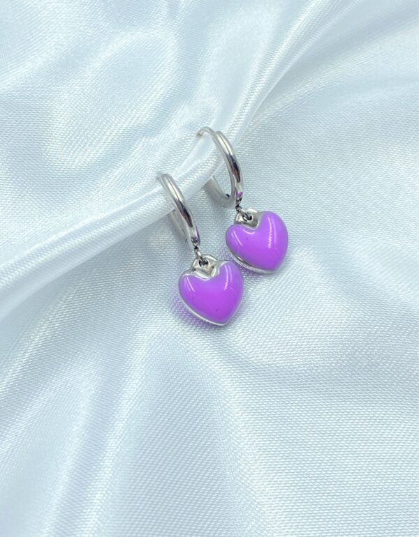 Purple Candy Heart Earrings - Image 2