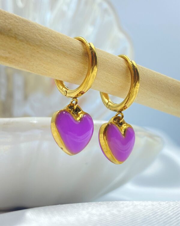 Purple Candy Heart Earrings - Image 3