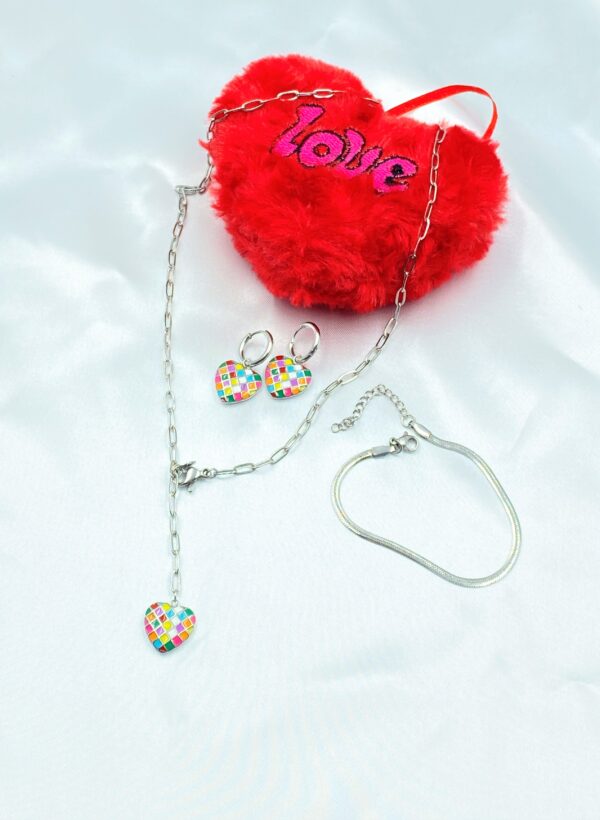 Silver Rainbow Heart Valentine Set