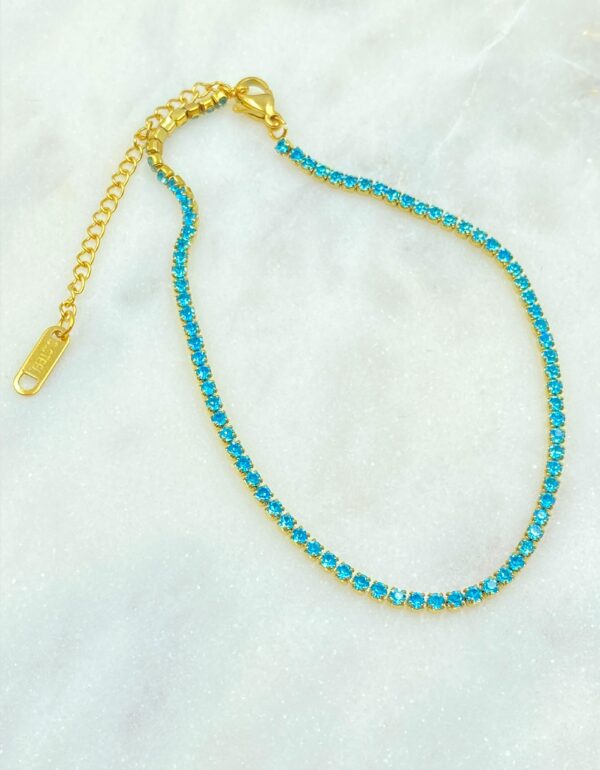 Turquoise Tres Bling Anklet - Image 2